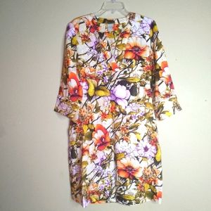 Chico's Floral Linen Shift Dress
